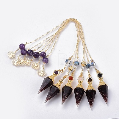 Resin Hexagonal Pointed Dowsing Pendulums(Brass Finding and Gemstone Inside) G-L521-A03-1