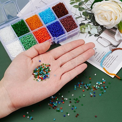 8000Pcs 10 Style 12/0 Frosted & Opaque Glass Seed Beads SEED-YW0001-46-1