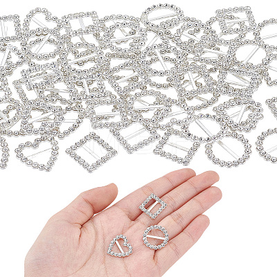 60Pcs 3 Styles Alloy Rhinestone Slider Buckles FIND-CY0001-92-1