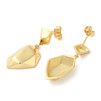 Polygon Brass Dangle Stud Earrings EJEW-G382-05G-1