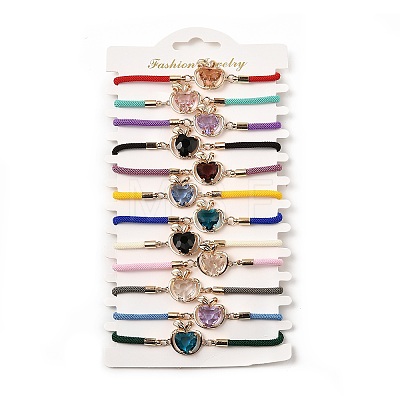 12Pcs 12 Colors Polyester Bracelets BJEW-P340-05G-1