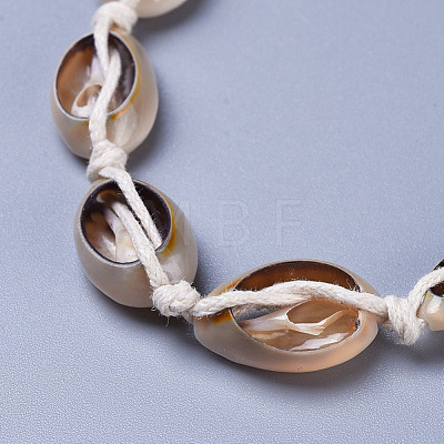 Adjustable Cowrie Shell Beads Beaded Necklaces NJEW-JN02394-1