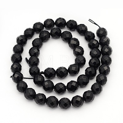 Natural Black Onyx Beads Strands GSF8mmC097-1