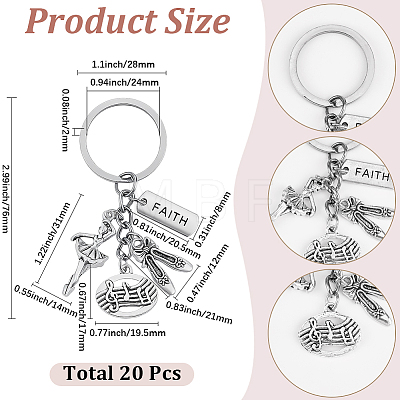 20Pcs Alloy Charm Keychains KEYC-SC00026-1