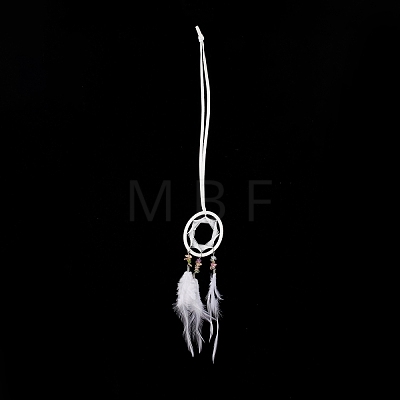 Iron Woven Web/Net with Feather Pendant Decorations AJEW-B017-01-1