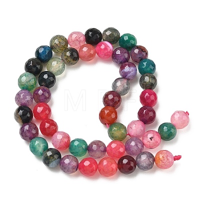 Dyed Natural Agate Faceted Round Beads Strands G-E320E-8mm-16-1