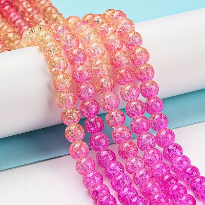Spray Painted Crackle Glass Beads Strands DGLA-C002-6mm-09-1