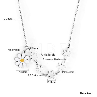 304 Stainless Steel Enamel Flower Bib Necklaces FS-WG58DA2-04-1