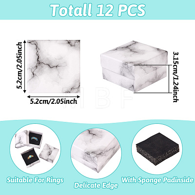 Square Marble Texture Cardboard Jewelry Ring Boxes CON-TAC0009-05A-1