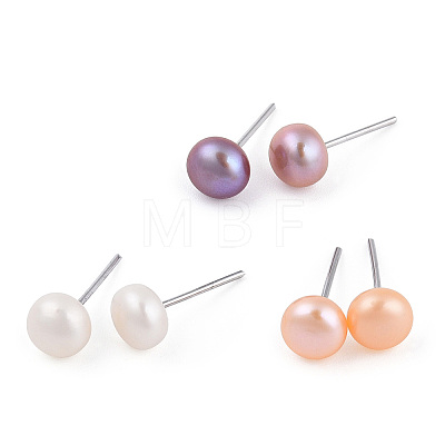 Dyed Natural Pearl Stud Earrings PEAR-N020-06C-1