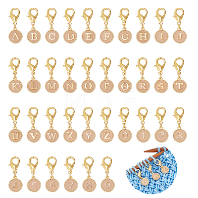 36Pcs 36 Style Alloy Enamel Pendant Stitch Markers HJEW-NB00037-1