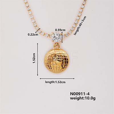 Fashion Brass Rhinestones Earth Pendant Necklace for Women AB9344-4-1