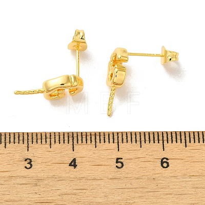 Brass Stud Earrings Findings EJEW-H128-04G-1