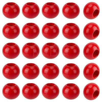 50Pcs Spray Painted Wood European Beads WOOD-PA0001-82-1
