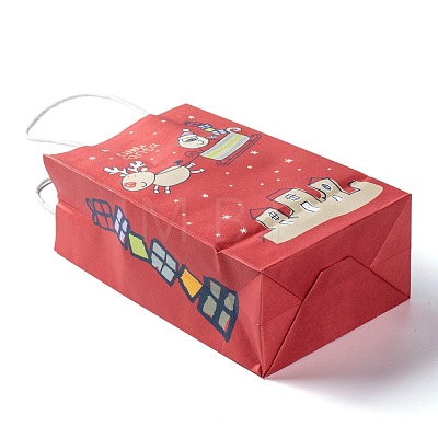 Christmas Theme Kraft Paper Gift Bags CARB-L009-A09-1