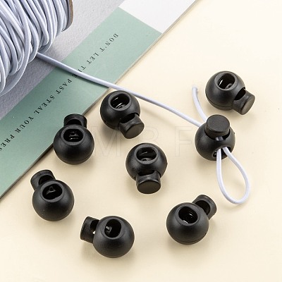 1-Hole Dyed Iron Spring Loaded Eco-Friendly Plastic Round Buckle Cord Toggle Lock Beans Stoppers for Sportwear Luggage Backpack Straps FIND-E004-60B-18mm-1