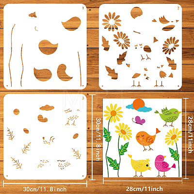 3Pcs 3 Styles PET Hollow Out Drawing Painting Stencils DIY-WH0394-0165-1