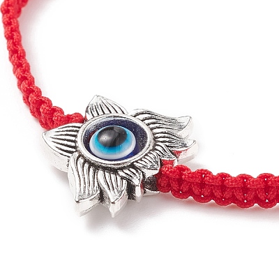 Resin Evil Eye & Alloy Braided Bead Bracelet BJEW-JB08494-06-1