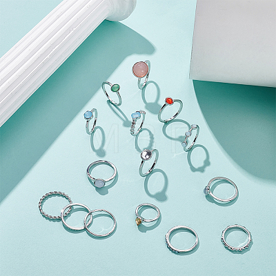 2 Sets 2 Style Alloy Finger Rings Sets RJEW-UN0003-03P-1