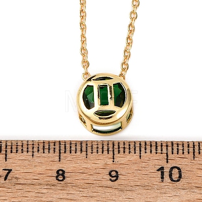 Brass Pave Cubic Zirconia Birth Stone Constellation Pendant Cable Chain Necklaces LS-NJEW-D334-01G-11-1