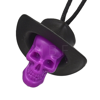 Halloween Skull Plastic Pendant Necklaces NJEW-S006-01B-1