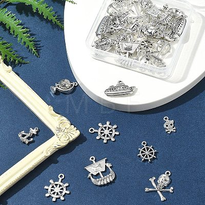 10 Styles Pirate Theme Tibetan Style Alloy Pendants FIND-SC0012-73-1