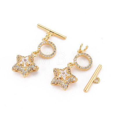 Brass Micro Pave Cubic Zirconia Toggle Clasps KK-S354-293A-NF-1