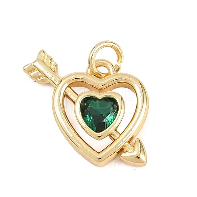Valentine's Day Brass Micro Pave Cubic Zirconia Pendants KK-D258-10G-01-1