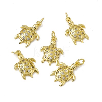 Rack Plating Brass Micro Pave Cubic Zirconia Pendants X-KK-C007-27G-1