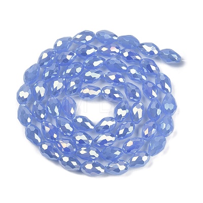 Opaque Solid Color Electroplate Glass Beads Strands EGLA-N013-J10mm-B06-1