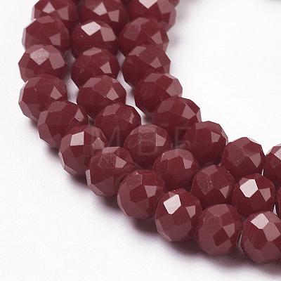 Faceted Solid Color Glass Rondelle Beads Strands X-GLAA-Q044-6mm-25-1