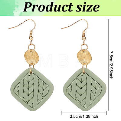2 Pairs 2 Colors Polymer Clay Rhombus Dangle Earrings EJEW-FI0001-05-1