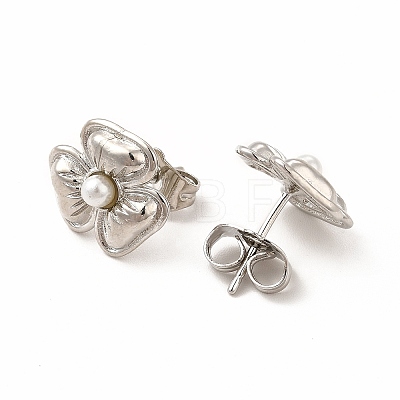 Flower Rack Plating Brass Stud Earrings for Women EJEW-H091-21P-1