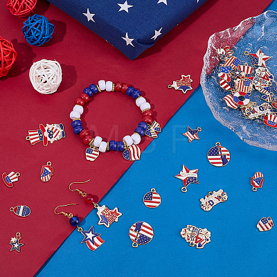 Independence Day Themed Zinc Alloy Enamel Pendants ENAM-BM0001-45-1