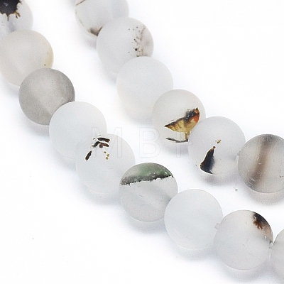 Natural Dendritic Agate Beads Strands G-D0005-21-4mm-1