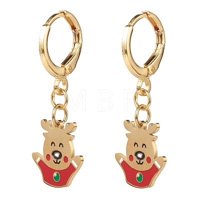 Brass Huggie Hoop Earrings for Christmas EJEW-JE04509-1