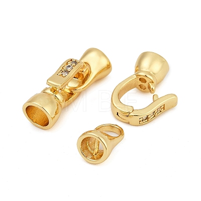 Brass Micro Pave Cubic Zirconia Fold Over Clasps KK-P164-05G-1-1