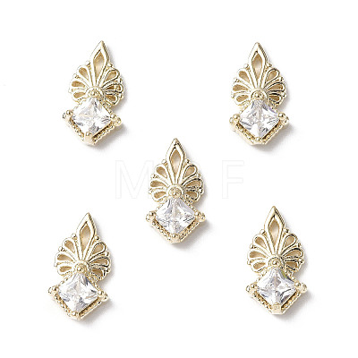 Brass Micro Pave Clear Cubic Zirconia Cabochons KK-A174-09G-1