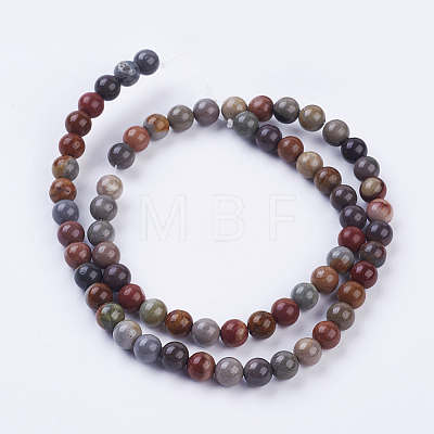 Natural Ocean Jasper Beads Strands G-P318-01-6mm-1