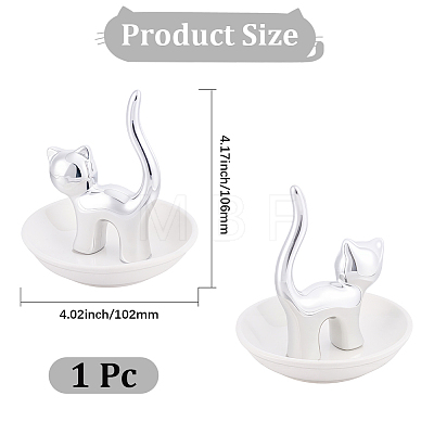 1Pc Cat Shape Ceramic Jewelry Decorative Plates ODIS-BBC0001-11B-1