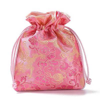 Chinese Style Silk Drawstring Jewelry Gift Bags PAAG-PW0005-05B-1