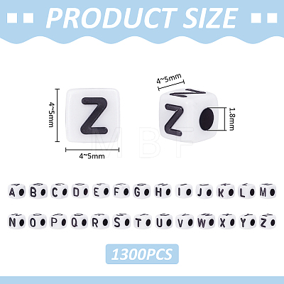1300Pcs 26 Styles White Opaque Acrylic Beads MACR-UN0001-12-1