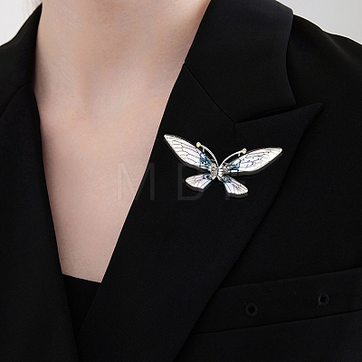 Bling Resin Butterfly Brooch Pin with Crystal Rhinestone JEWB-P016-04P-03-1