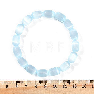 Dyed Natural Selenite Column Beaded Stretch Bracelets for Women BJEW-I312-05B-1