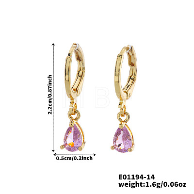 Fashionable Couple Waterdrop Sparkling 925 Sterling Silver Cubic Zirconia Dangle Hoop Earrings for Daily Wear and Parties CU5155-1-1
