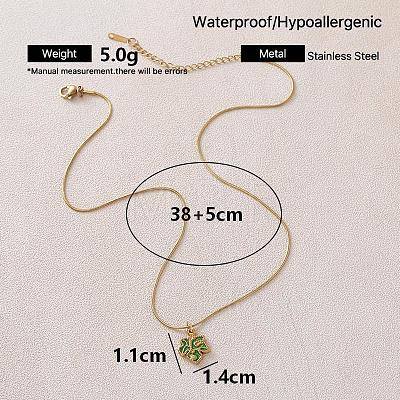 Vintage 304 Stainless Steel Enamel Maple Leaf Pendant Necklaces for Women YM5382-1