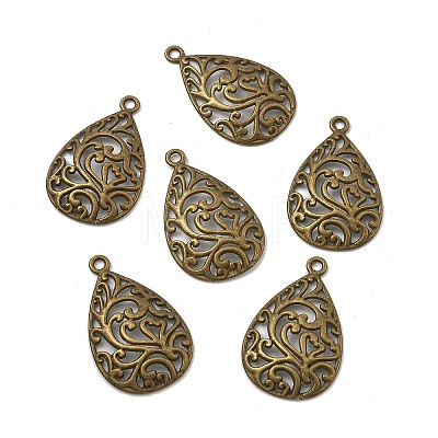 Tibetan Style Alloy Filigree Teardrop Pendants X-TIBEP-Q041-042AB-NR-1