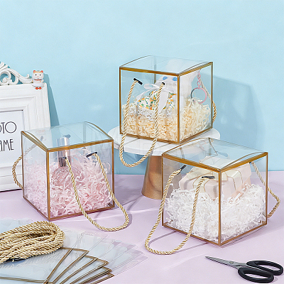 Gold Edged Transparent Plastic Packing Boxes CON-WH0107-113A-1