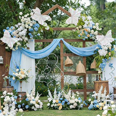 Gauze & Iron Butterfly Decoration for Wedding AJEW-WH0709-354-1