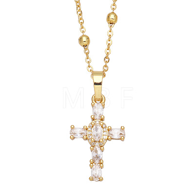 Fashionable Hip Hop Cross Pendant Necklace for Women with Micro Inlaid Gemstones and Zircon Crystals (NKB072) ST5960300-1